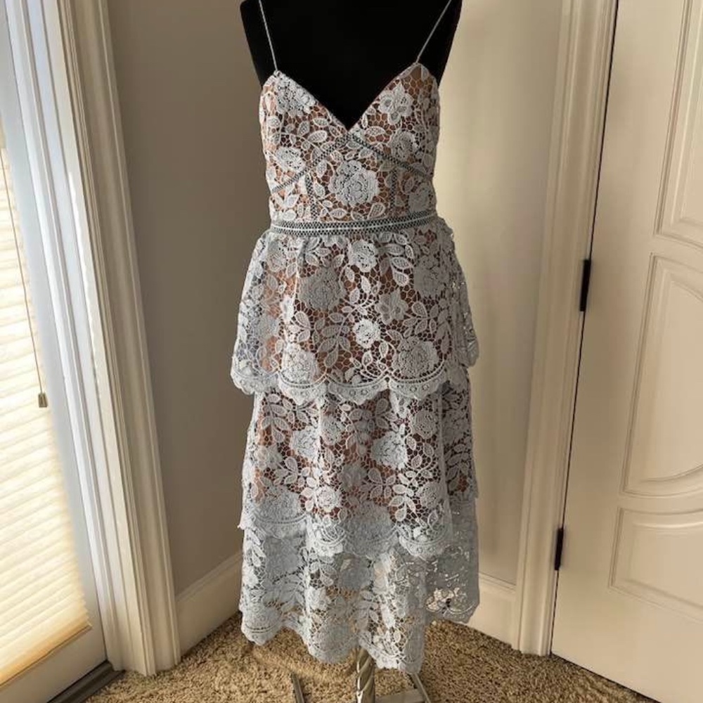 Self Portrait Pastel Blue Lace Dress
